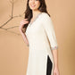 Antaran Off White Cotton Flex Embroidered Tunic - Swadesiicart