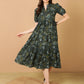 Antaran Blue Pure Cotton Tiered Printed Dress - Swadesiicart