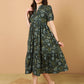 Antaran Blue Pure Cotton Tiered Printed Dress - Swadesiicart