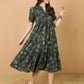 Antaran Blue Pure Cotton Tiered Printed Dress - Swadesiicart
