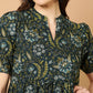 Antaran Blue Pure Cotton Tiered Printed Dress - Swadesiicart