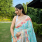 Vamsee Radhika Jaal Sky Organza Silk Saree - Swadesiicart