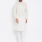 Even Apparels Cream Linen Men's Kurta With Band Collar | Swadesiicart