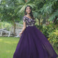 Jyoti Fashion Women's Purple Sequins Embroidered Faux Georgette Anarkali Dress | Swadesiicart