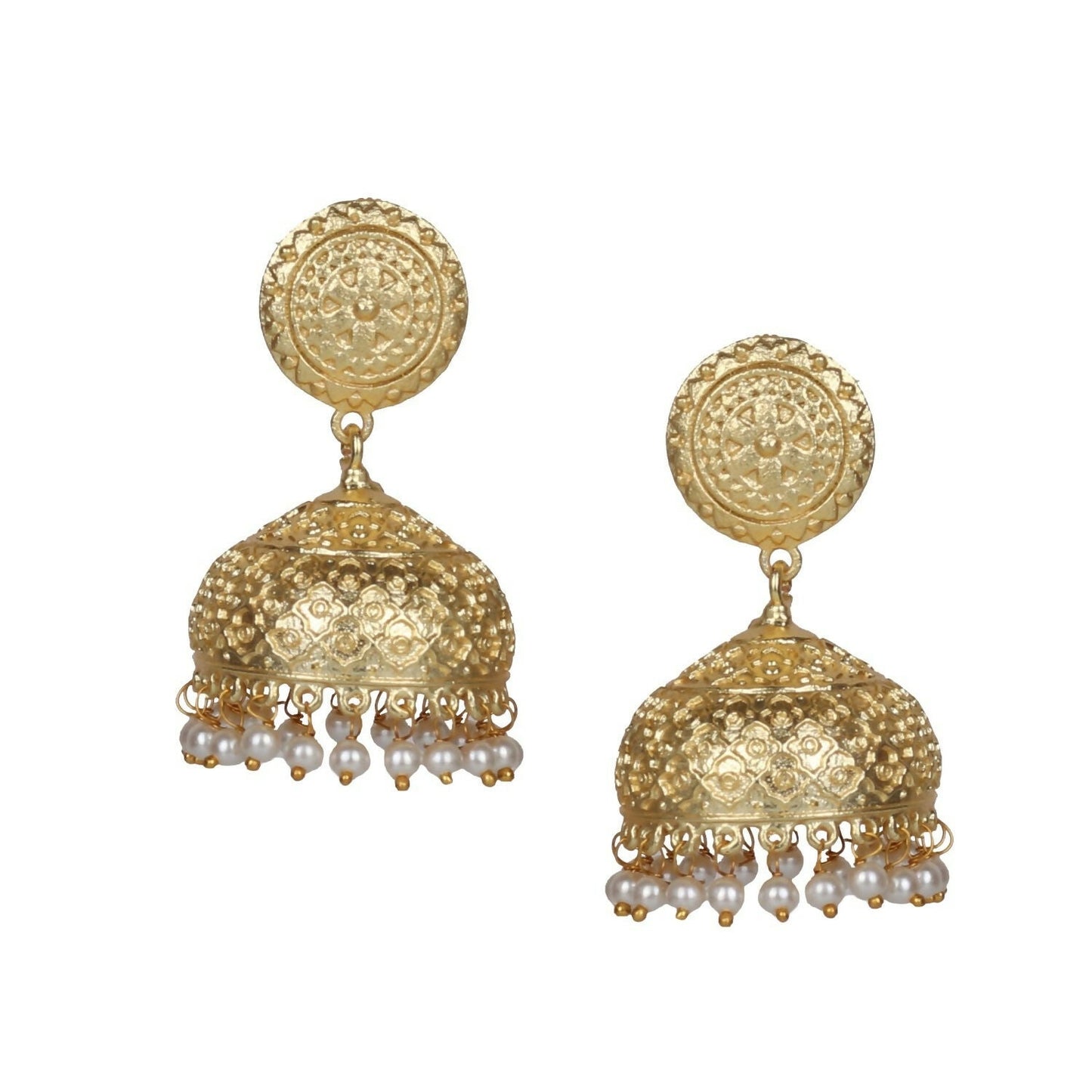 Joban Fashion Women Matte Gold Brass Jhumka | Swadesiicart