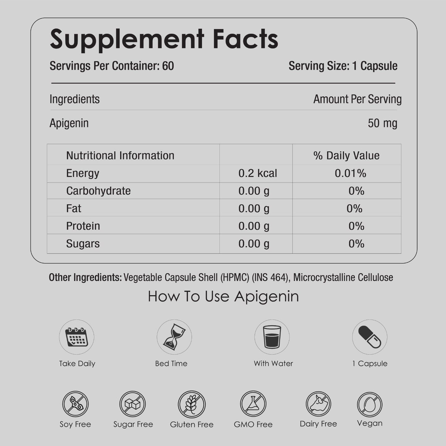 GATACA Apigenin - 50 mg Capsules for Better Sleep, More Focus, More Life | Swadesiicart