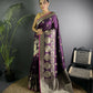 Joban Fashion Wine Banarasi Soft Lichi Silk Paisley Saree | Swadesiicart