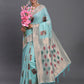 Shree Shyam Fashion Linen Cotton Sky Blue Saree