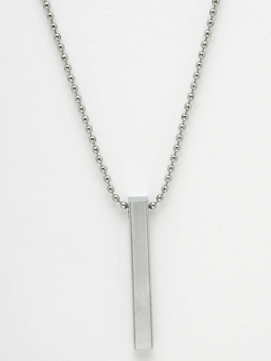 NVR Men's Silver Rhodium Plated Bar Pendant & Chain - Swadesiicart