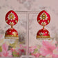 Red Meenakari Jhumki Earrings For Party By House of Ree | Swadesiicart