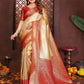 Aastha Fashion Cream Tissue Silk Woven Saree