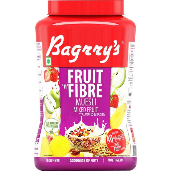 Bagrry's Fruit 'n Fibre Muesli with Mixed Fruit - Swadesiicart
