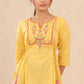 Juniper Women Yellow Cotton Dobby Embroidered A-Line Tunic | Swadesiicart