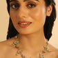 Nuyug 22K Gold Plated Regal Enamel Bloom Pearl Drop Necklace | Swadesiicart