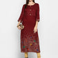 NOZ2TOZ Women's Maroon Printed Kurta- (1pc set) - Noz2Toz