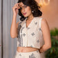 Juniper Women's Natural Ethnic Motif Printed Cotton Top & Palazzo Co-Ord Set With Button Closure - Swadesiicart