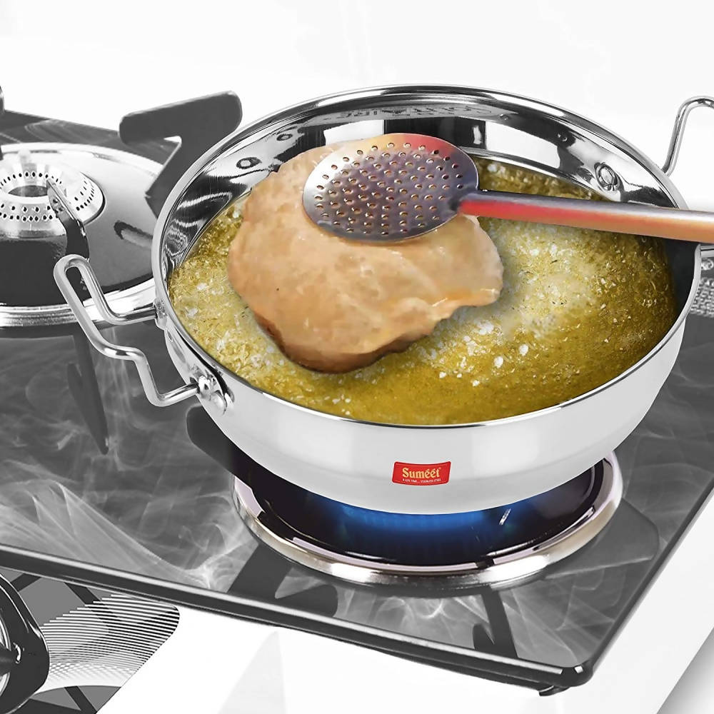 Sumeet Stainless Steel Kadhai Set with Lid and 5 Plates - Swadesiicart