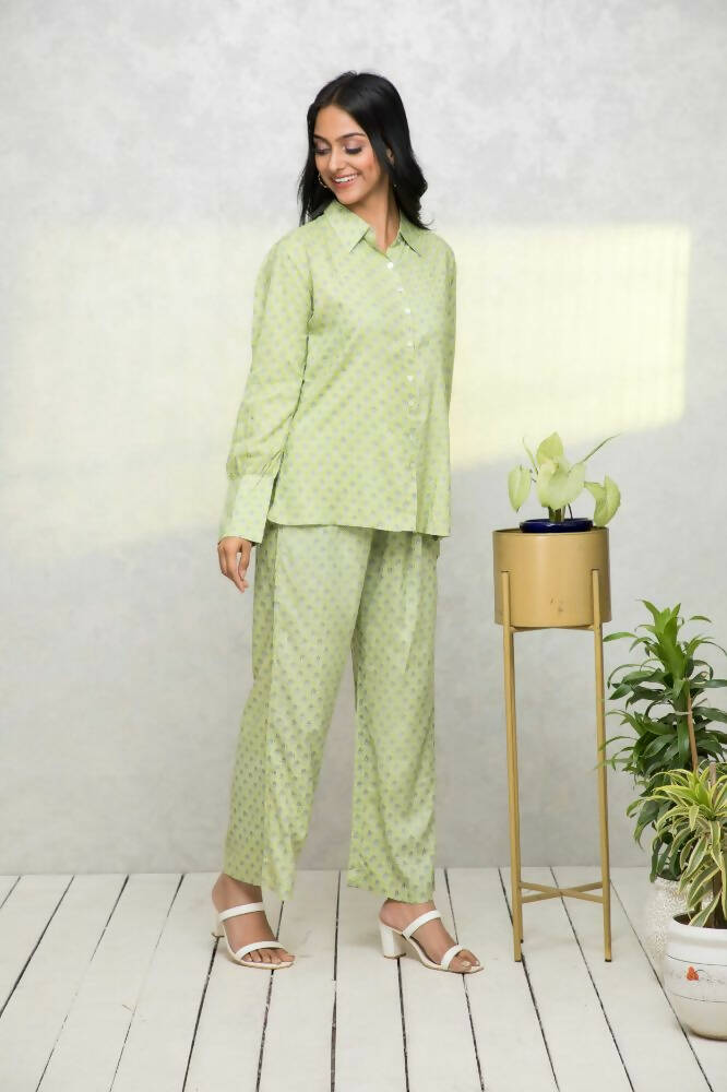 Myshka Women Green Printed Co-Ords - Swadesiicart