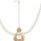 Gold-Polished White Kundan-Studded Faux Pearl Beaded Maathapatti - Ruby Raang | Swadesiicart