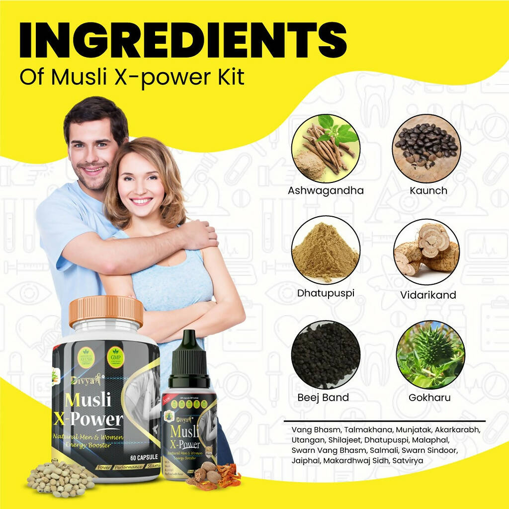Divya Shree Musli X-Powder Capsule & Musli X-Power Oil Combo - Swadesiicart