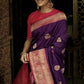 DEIANA'S Beautiful Designer Golden zari Soft Lichi Silk Saree - Purple - Swadesiicart