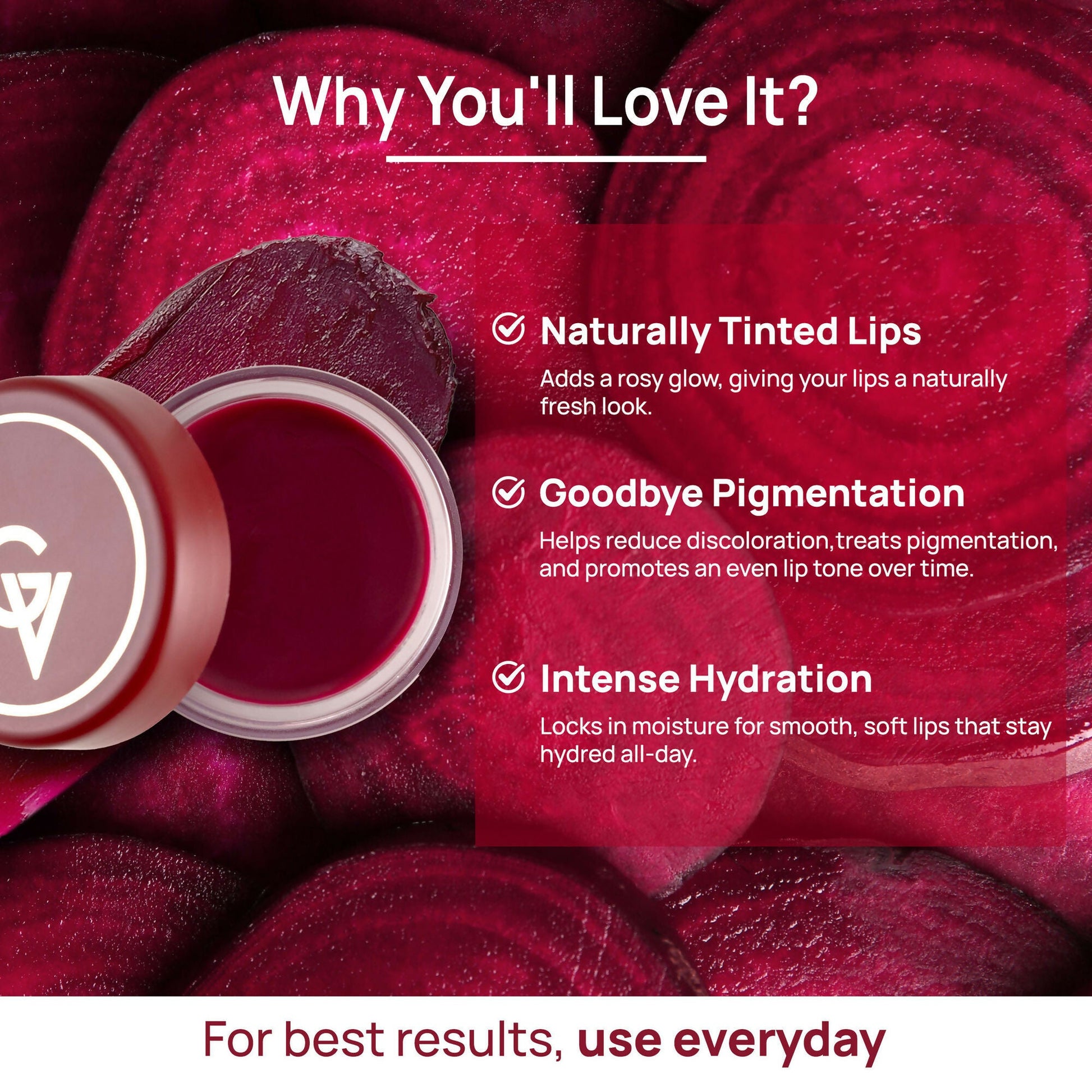 Good Vibes Beetroot Plumping Lip Balm - Reduces Pigmentation, Perfectly Tinted Lips | Swadesiicart