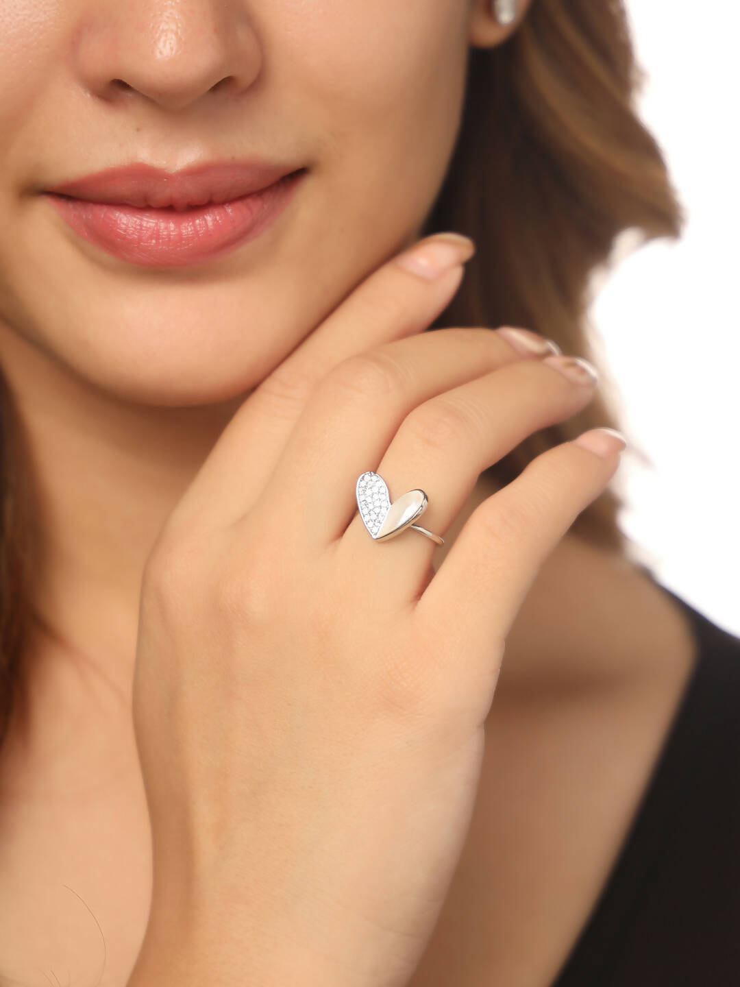 NVR Women's Stylish Latest Silver Plated Ring With Ad Stones | Swadesiicart