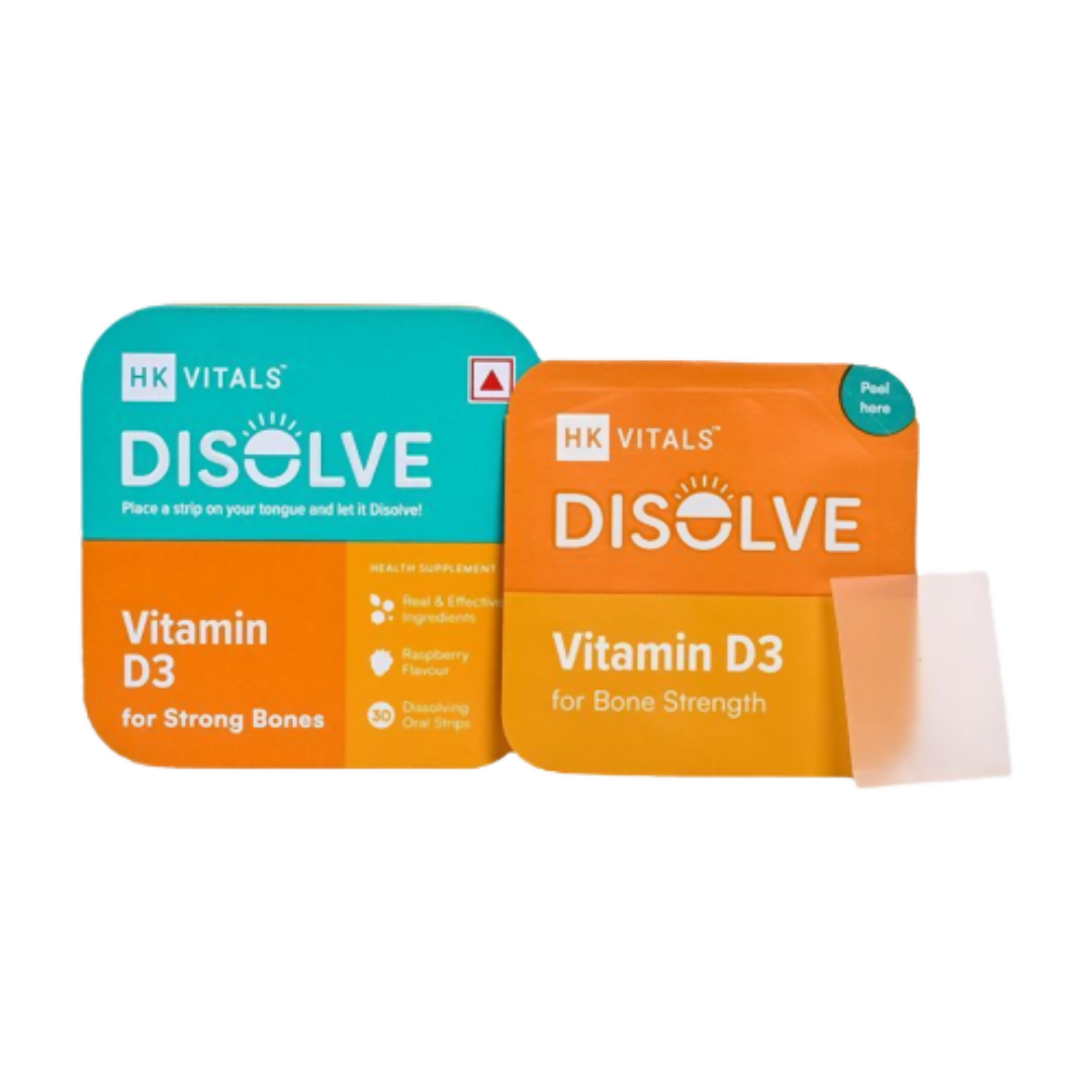 HK Vitals Disolve Vitamin D3 Strips - Raspberry Flavour | Swadesiicart