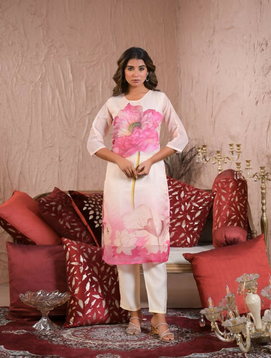 Ethnic Festive Wear Taby Silk White Stitched Suit With Dupatta - Tanisha | Swadesiicart