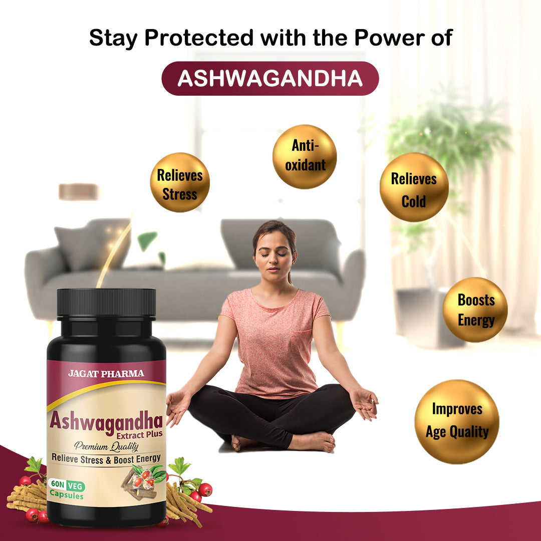 Jagat Pharma L-Arginine + Ashwagandha: Power & Balance Combo | Swadesiicart