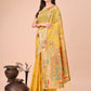 Anaita Yellow Linen Cotton With Jacquard Work And Zari Weaving Saree With Blouse