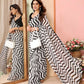 Partywear Designer Black & White Georgette Fancy Saree - Satrangi | Swadesiicart