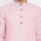 Even Apparels Pink Pure Cotton Men's Kurta With Band Collar | Swadesiicart