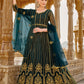 Heavy Stone Embroidered Peacock Blue Designer Anarkali Suit - Emponline | Swadesiicart
