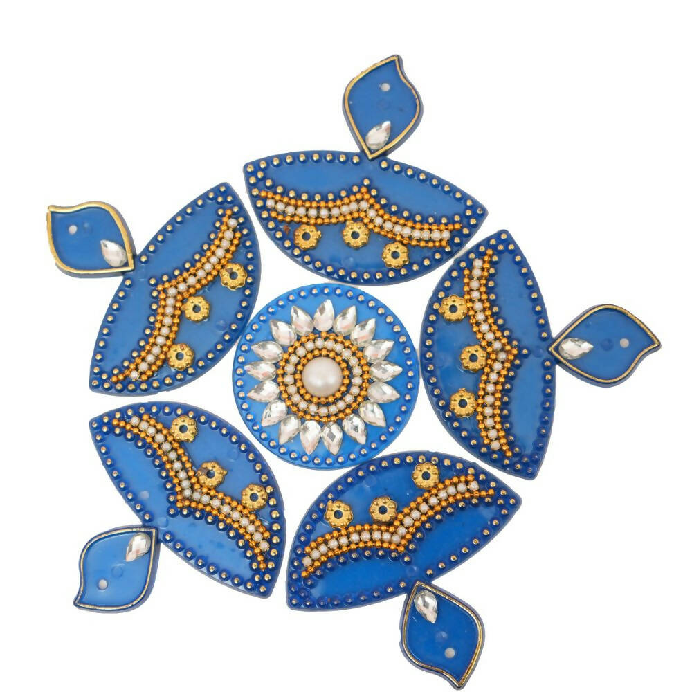 Kundan HandiKrafts Diya Rangoli Blue (Baby) - Aahana - The Bliss Store