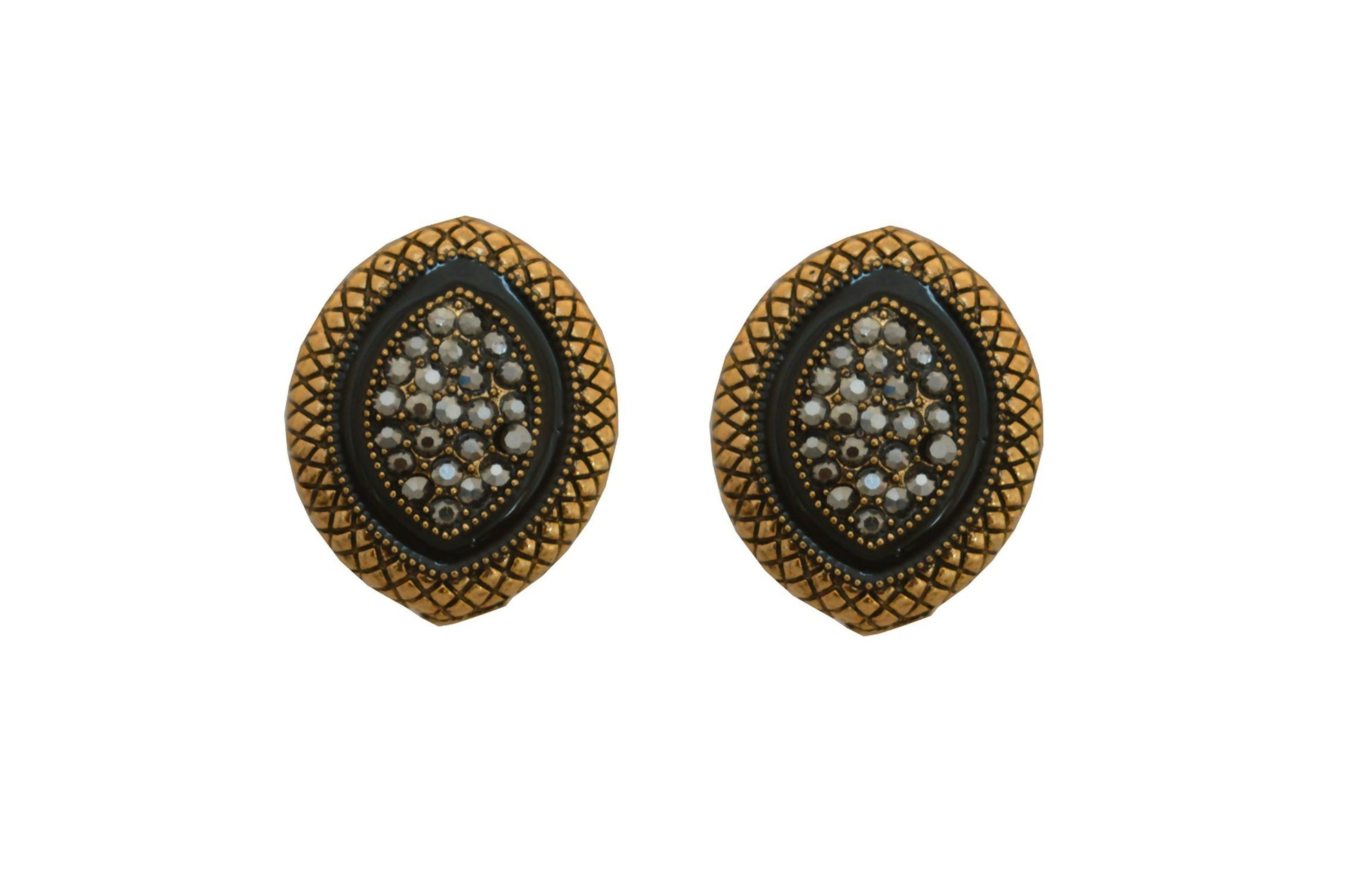 Joban Fashion Women Brass Golden Black Ad Earrings - Swadesiicart