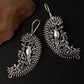 Mominos Fashion Johar Kamal Silver Parrot Hoops and Ghungroo Bali Combo Earrings