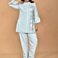 Morchari Women Hand Embroidery Co-Ords-Light Blue - Swadesiicart