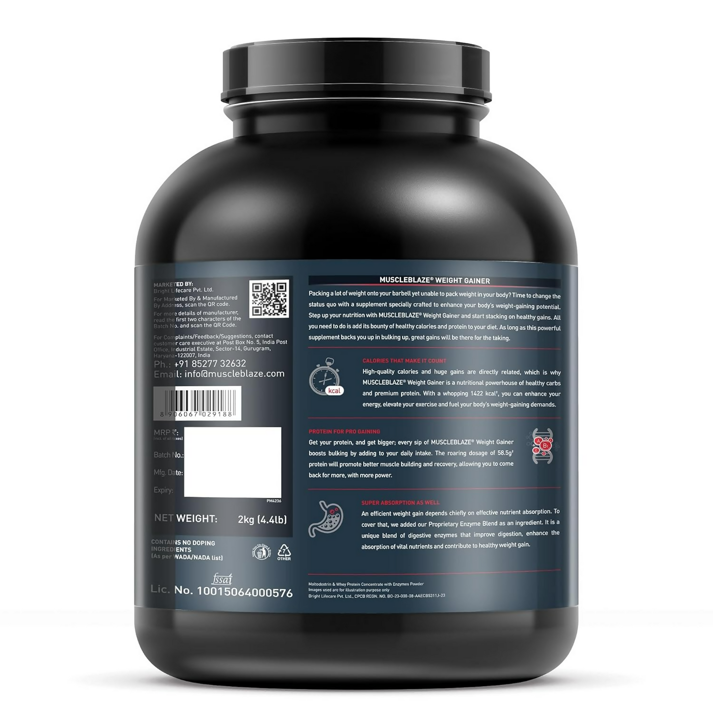 MuscleBlaze Weight Gainer With Added Digezyme Powder | Swadesiicart