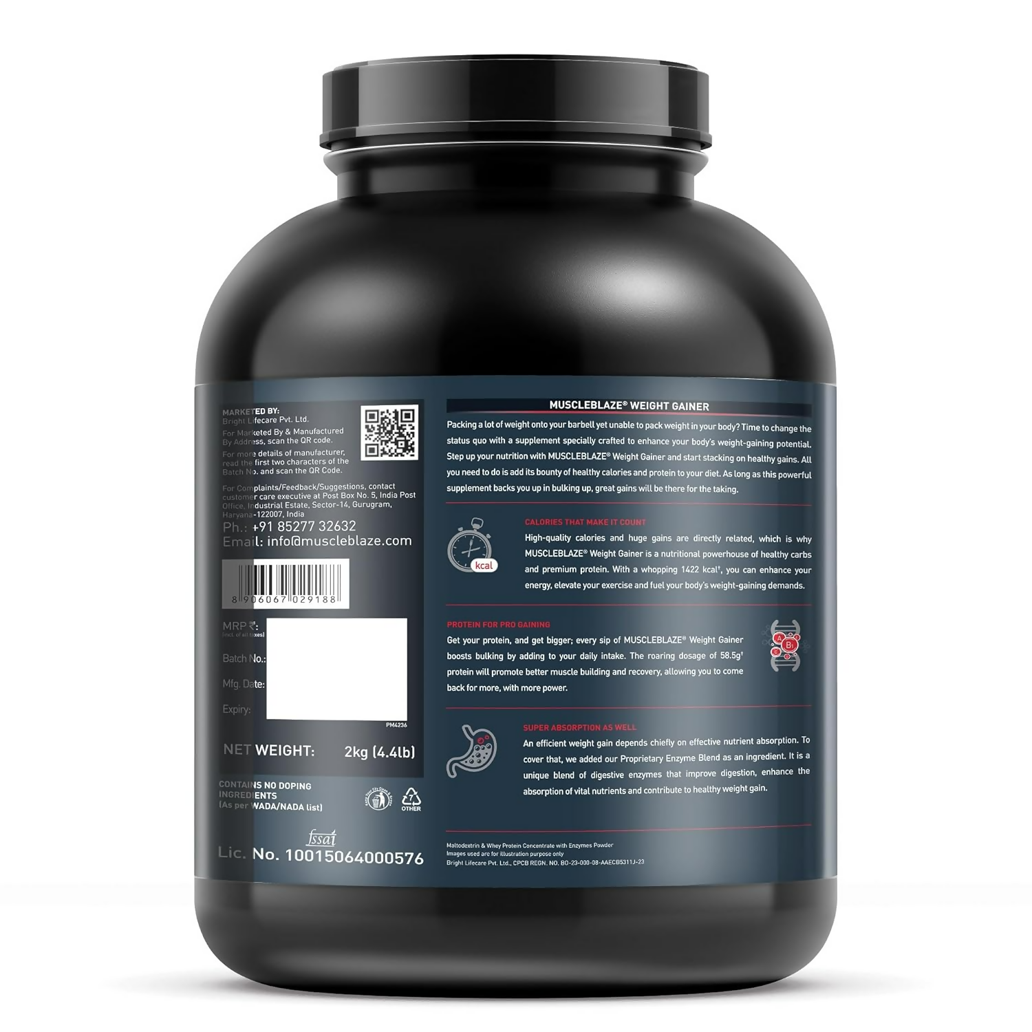MuscleBlaze Weight Gainer With Added Digezyme Powder | Swadesiicart