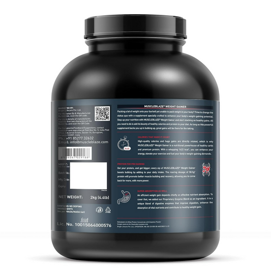 MuscleBlaze Weight Gainer With Added Digezyme Powder | Swadesiicart