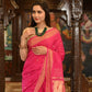 Very Much Indian Handloom Pure Cotton Paithani Radhakrishna Pallu-Rani Pink | Swadesiicart