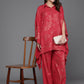 Ahalyaa Women Floral Printed Tunic with Palazzos - Red Color | Swadesiicart