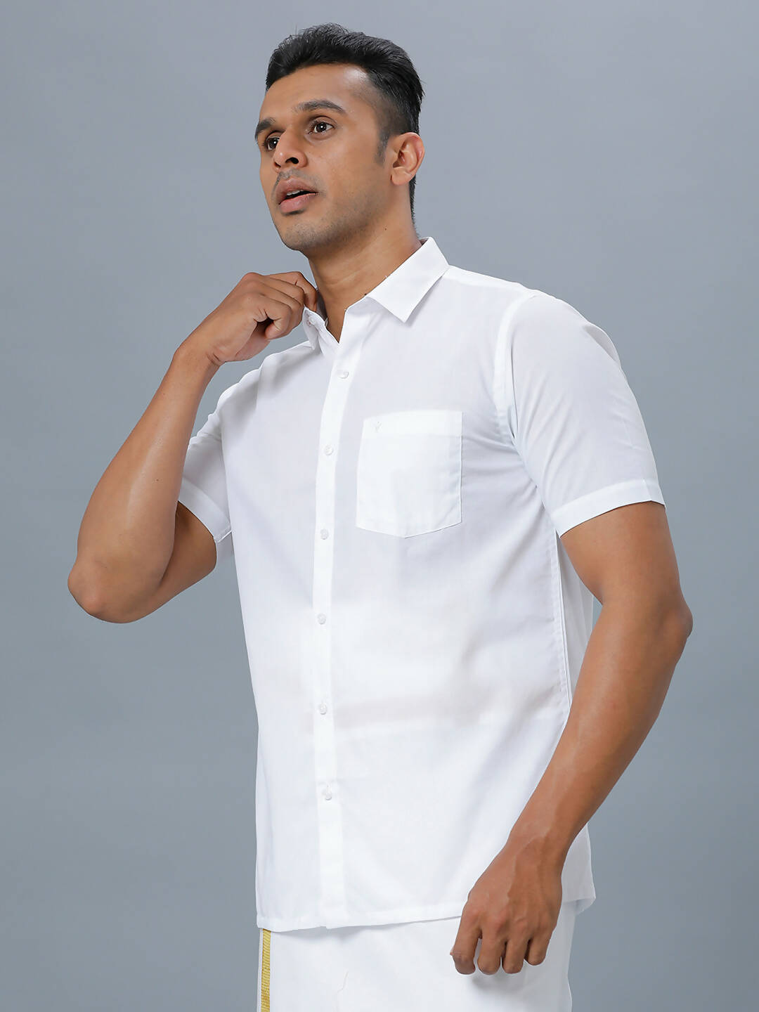 Ramraj Cotton Mens Half Sleeve Formal 100 % Cotton White Shirt | Swadesiicart