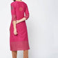 Aniyah Cotton Block Printed Straight Kurta Magenta Color (AN-127K) - Swadesiicart