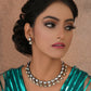 Dual Tone Kundan Neckpiece with Earrings Jewellery Set (silver) - Ruby Raang - Ruby Raang Studio