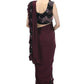Wine And Black Colour Ruffled Ready To Wear Saree