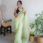 Vamsee Devika Green Organza Silk Saree - Swadesiicart