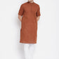 Even Apparels Brown Pure Cotton Men's H/S Kurta With Band Collar | Swadesiicart