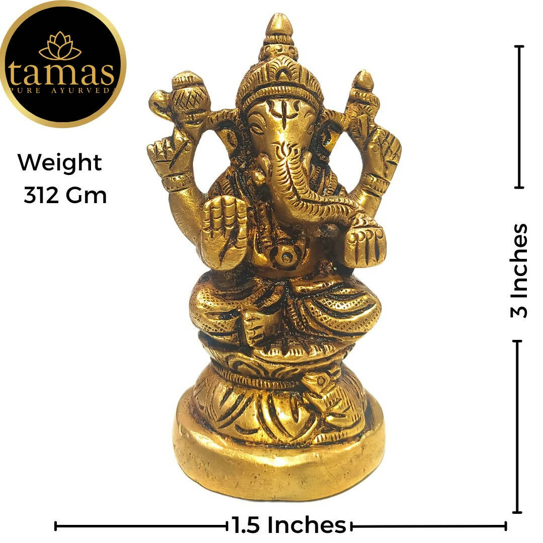 Tamas Brass Vinayakmoorti Ganesha Statue | Golden | Pooja Decor - Swadesiicart